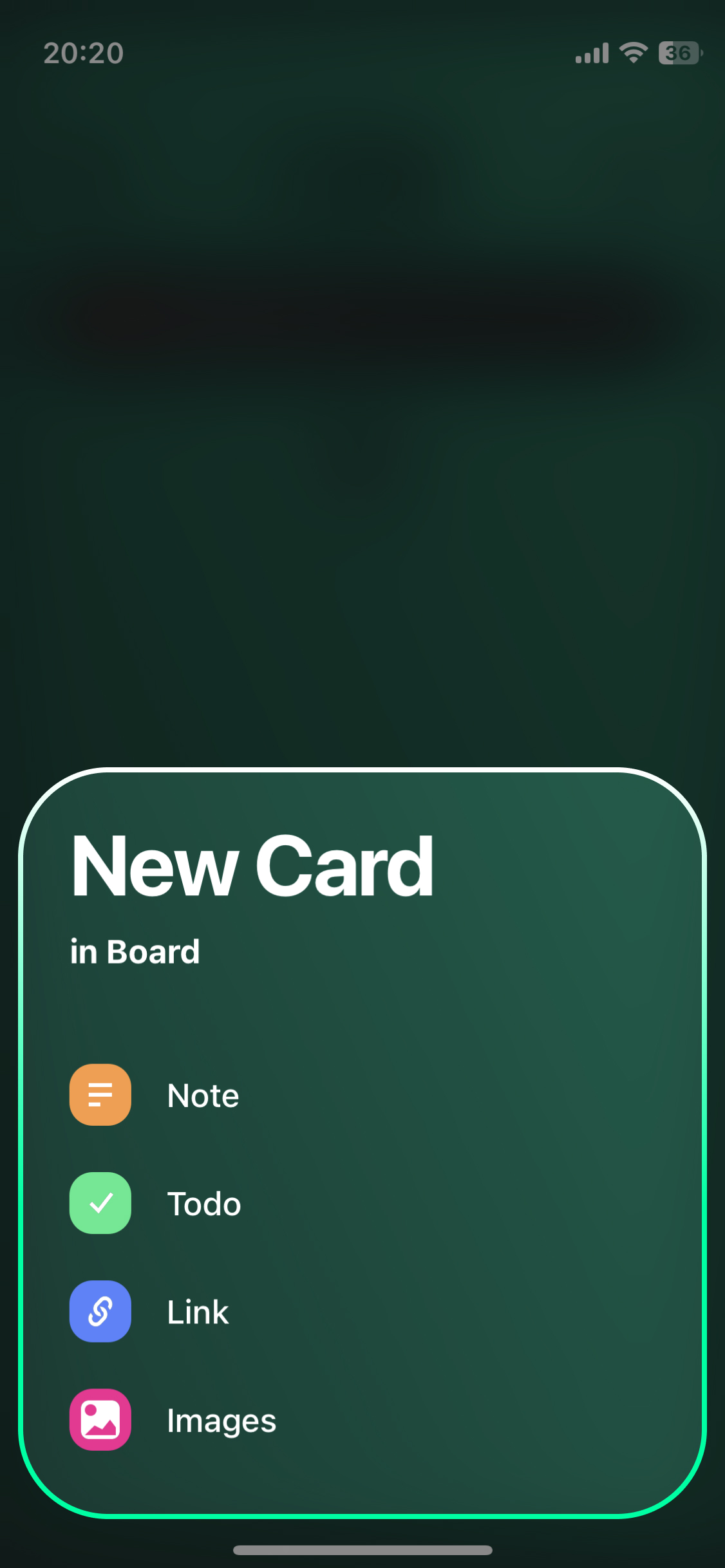 Select the **type of Card** you want to add.