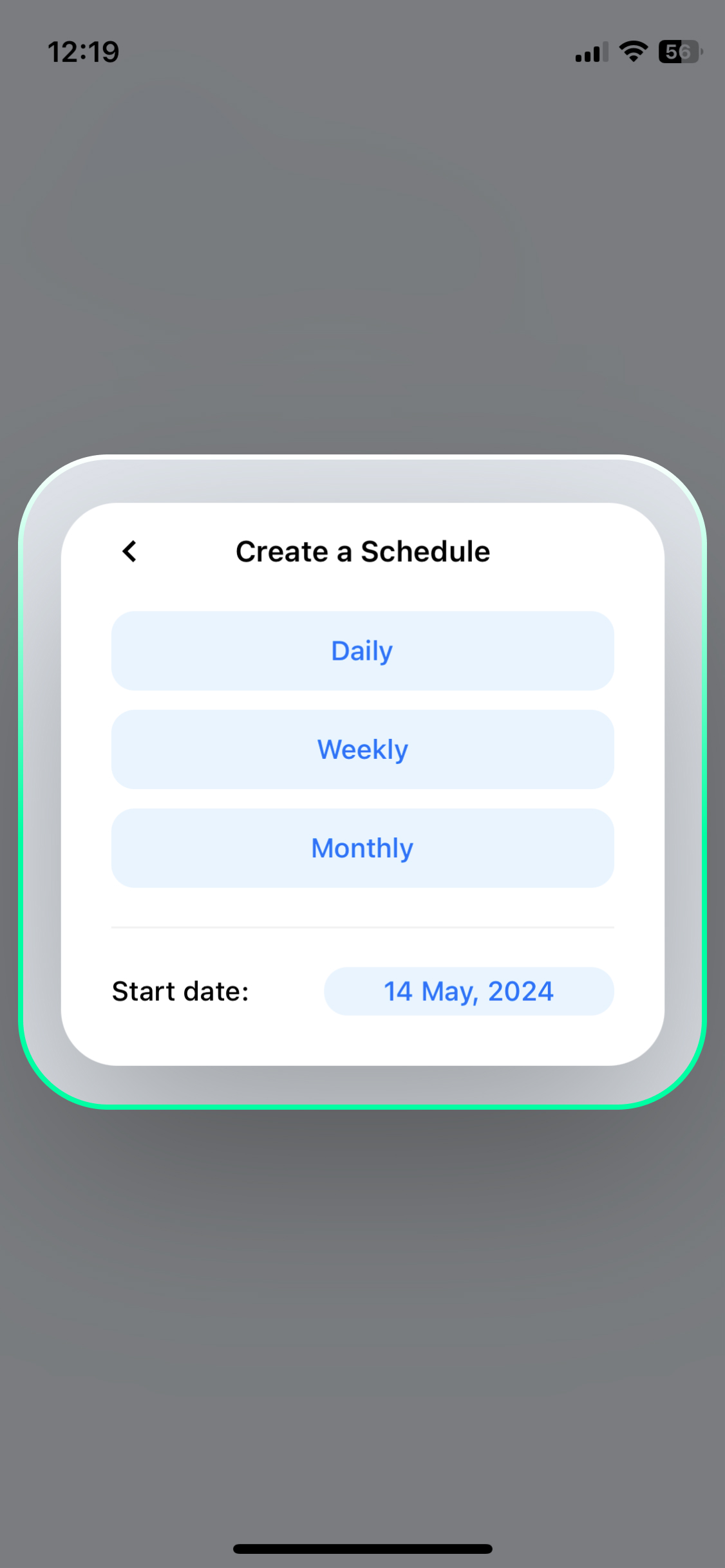 **Select how the routine should repeat** and its **starting date**