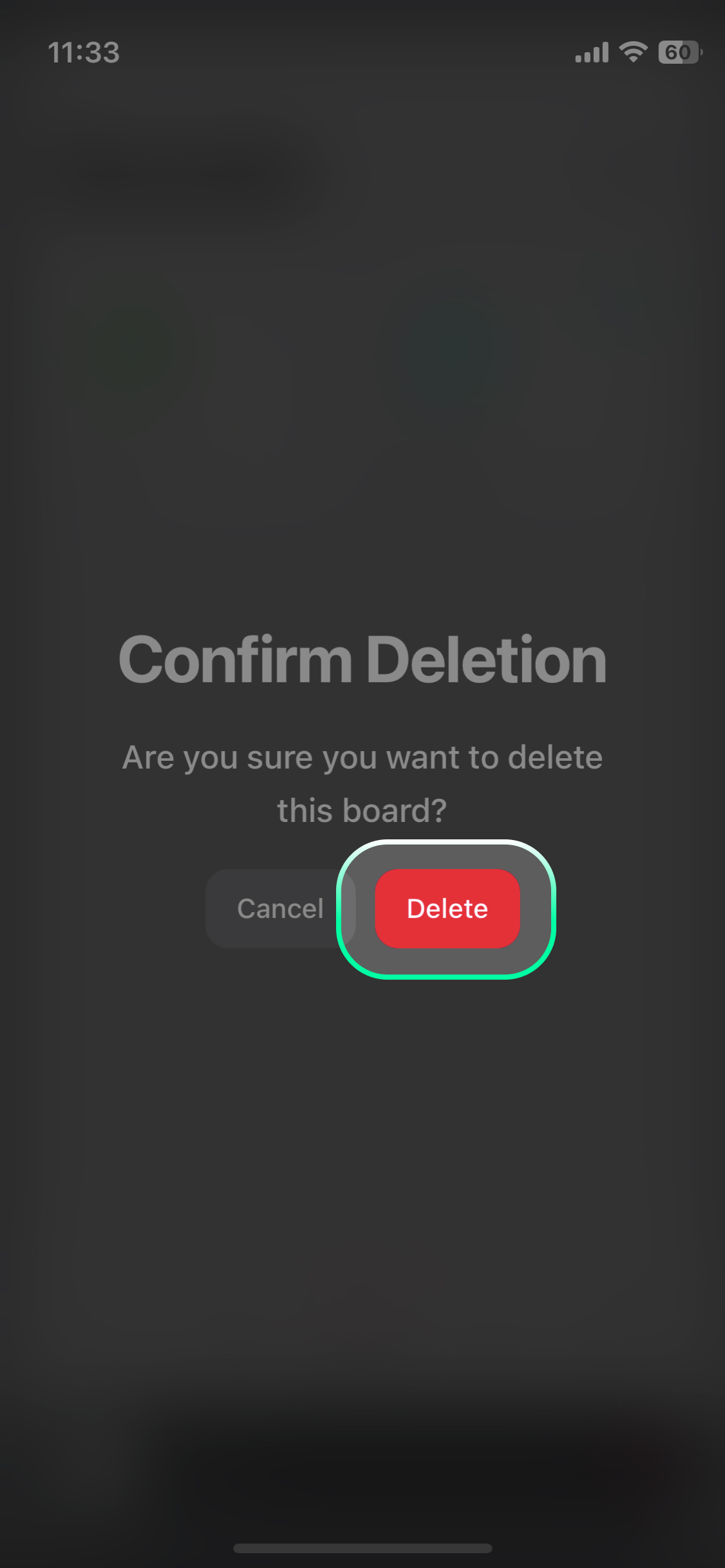 Confirm be pressing **Delete**