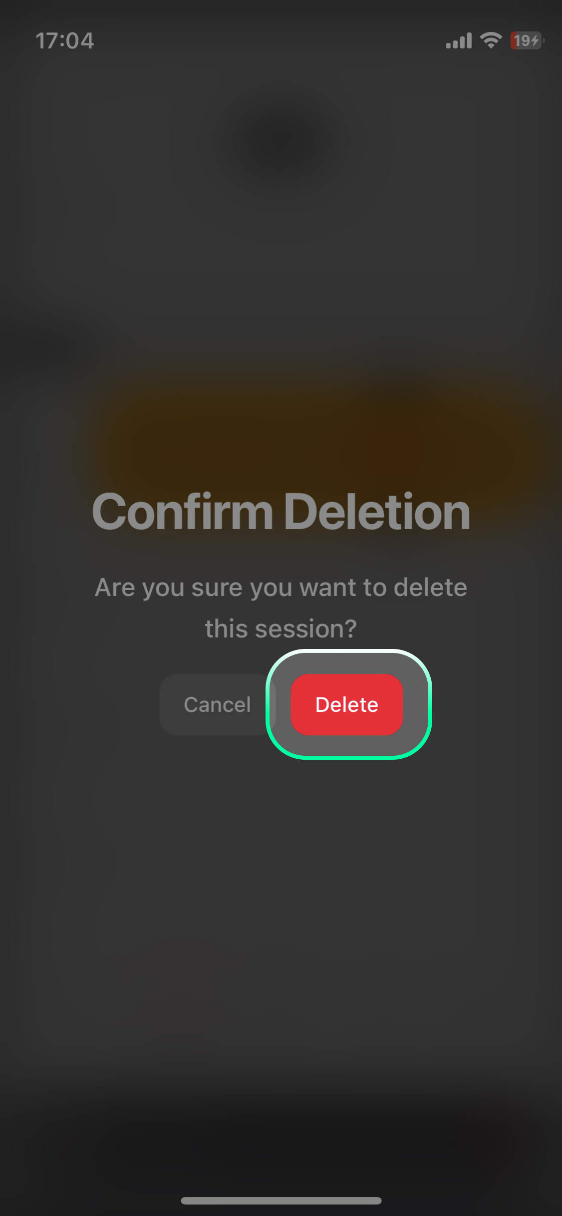 **Tap Delete** to confirm the deletion