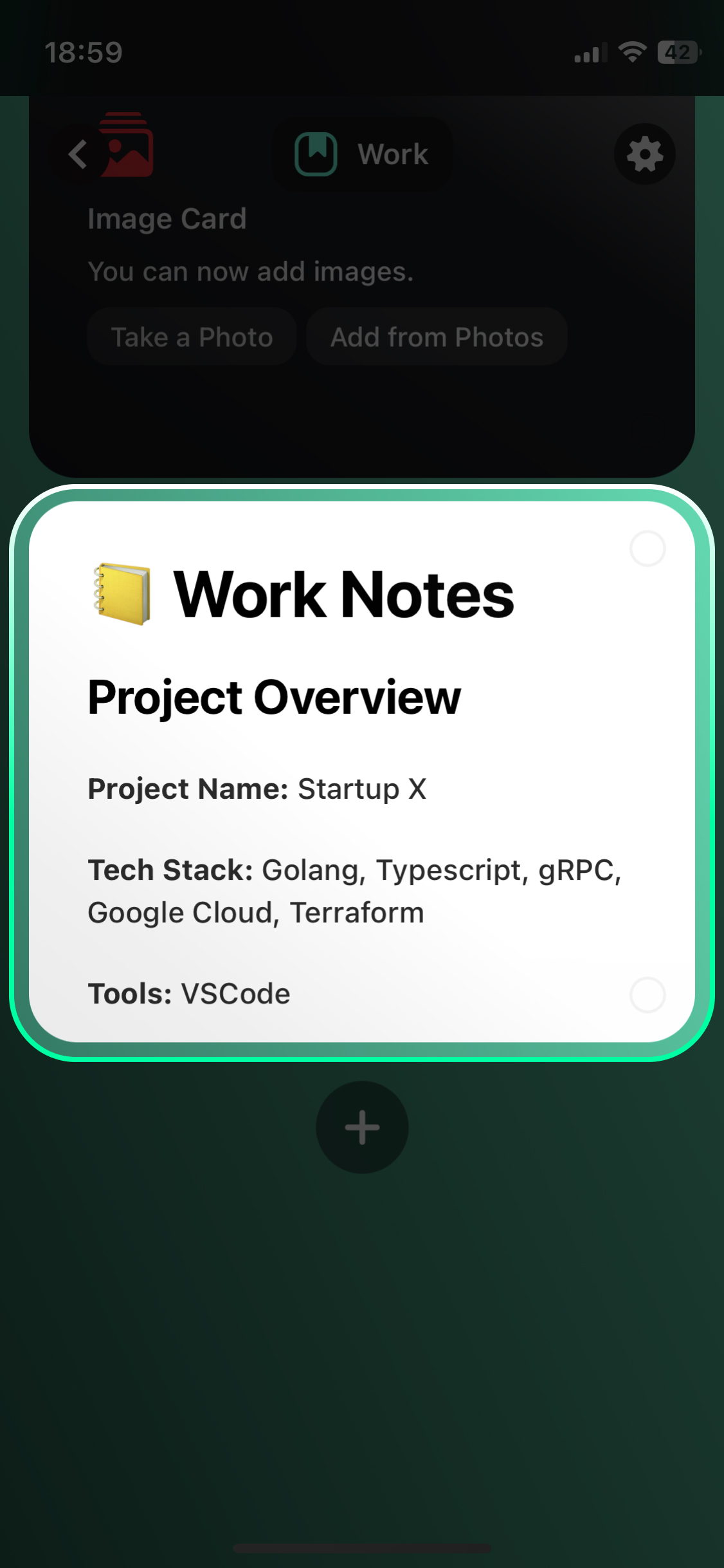 The note card helps you write down **your notes or tasks**