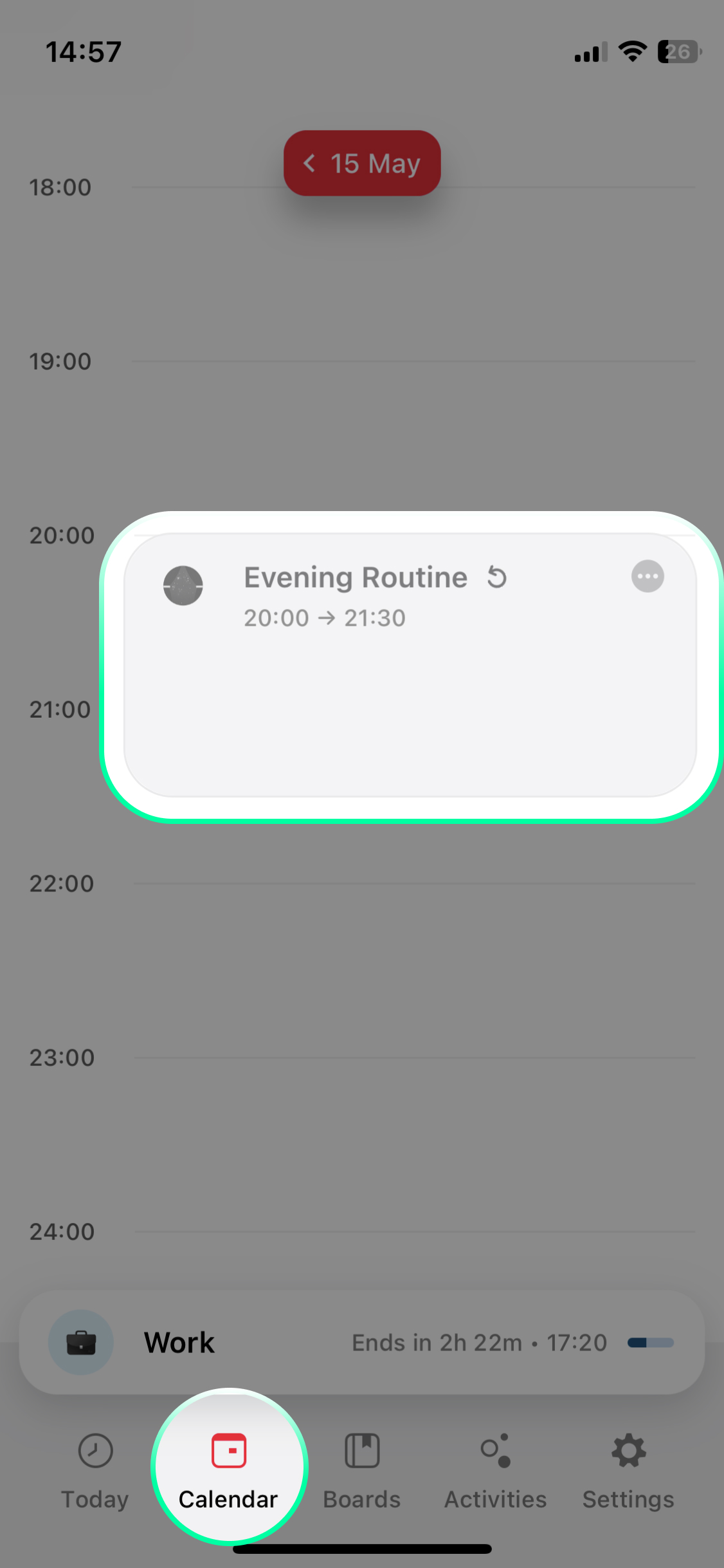 **Notice the routine suggestions** being auto-scheduled on your calendar