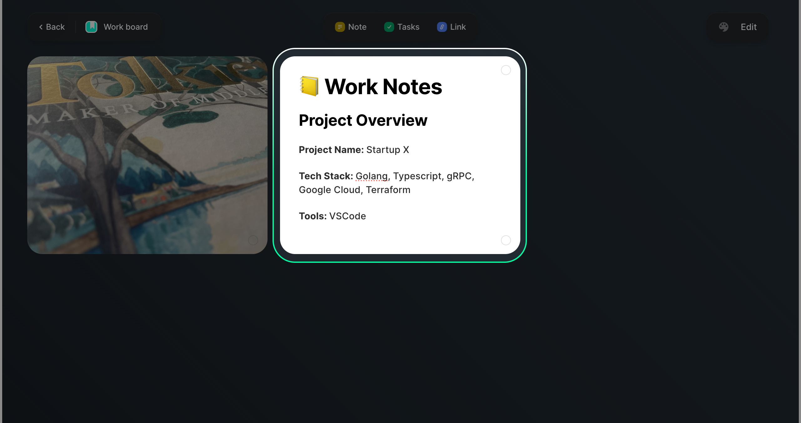 The note card helps you write down **your notes or tasks**